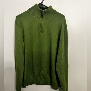Brooks Brothers Size L Mens 1/4 Zip Sweater Green Pima‎ Cotton